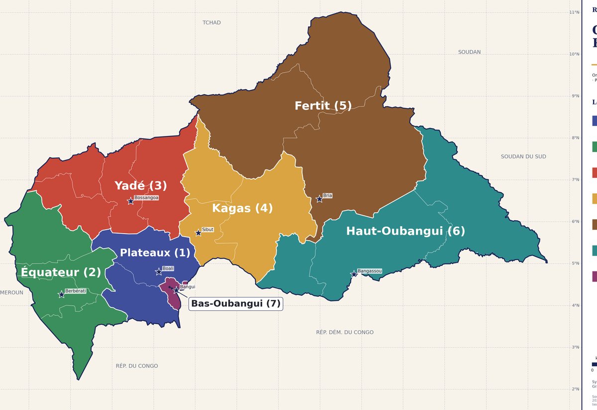 Carte murale des Régions de la RCA
